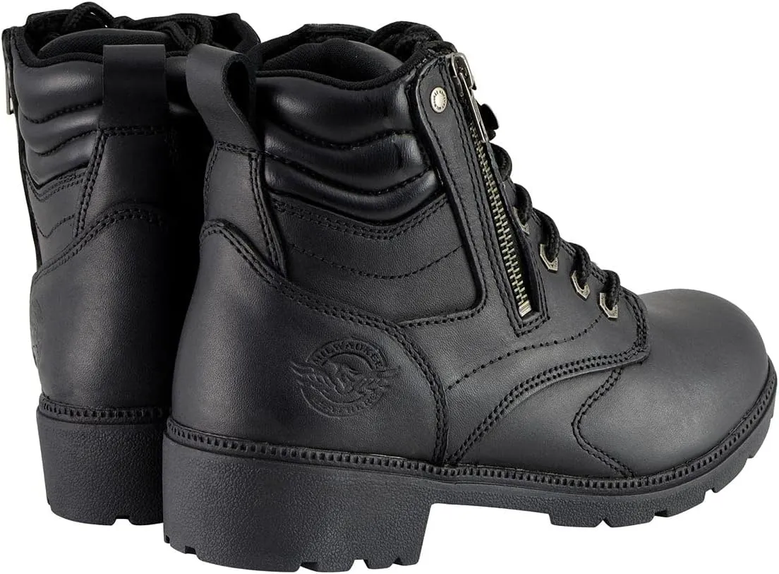 Milwaukee Leather Women's Premium Leather Lace-Up Motorcycle Rider Boots Collection MBL - 8.5W