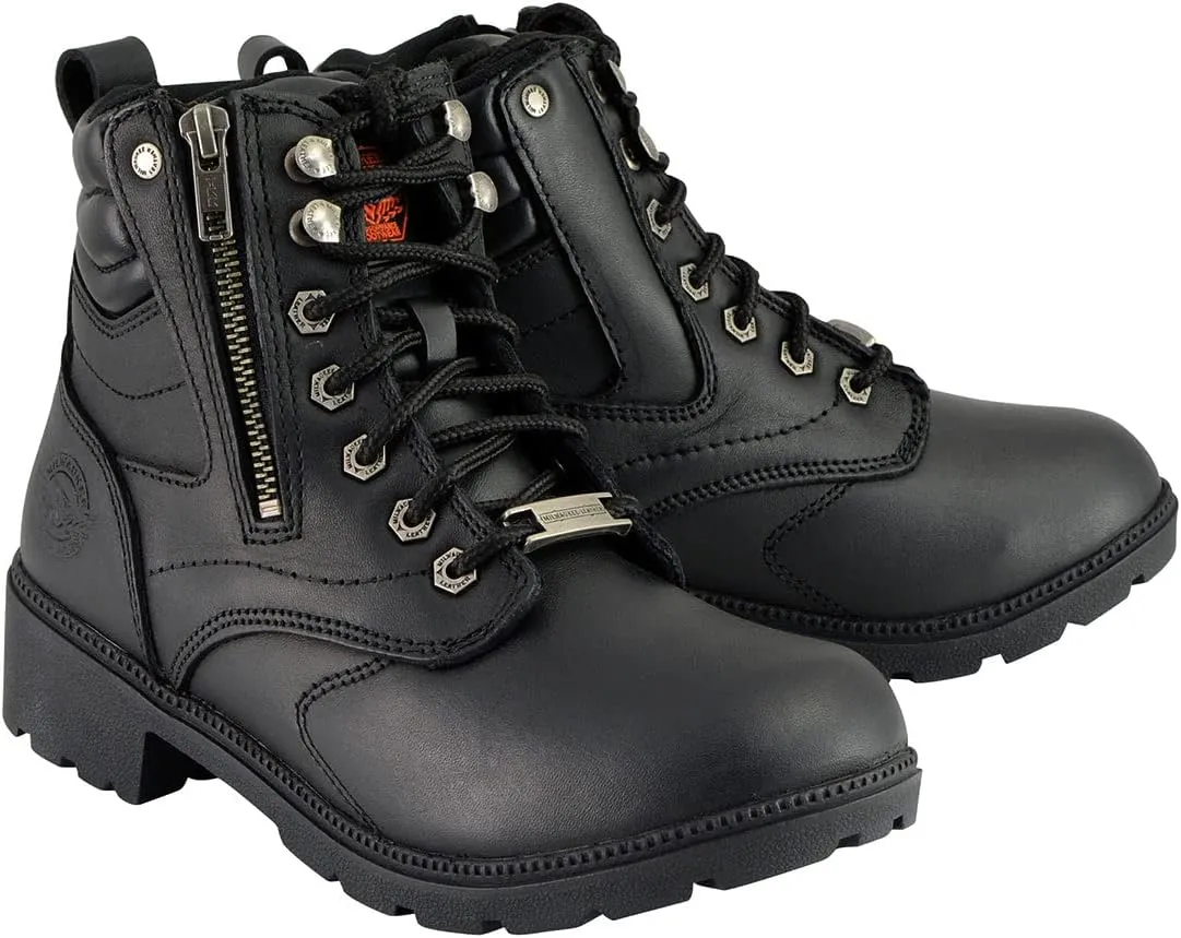 Milwaukee Leather Women's Premium Leather Lace-Up Motorcycle Rider Boots Collection MBL - 8.5W