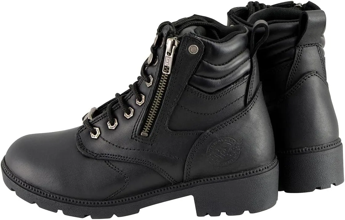 Milwaukee Leather Women's Premium Leather Lace-Up Motorcycle Rider Boots Collection MBL - 8.5W