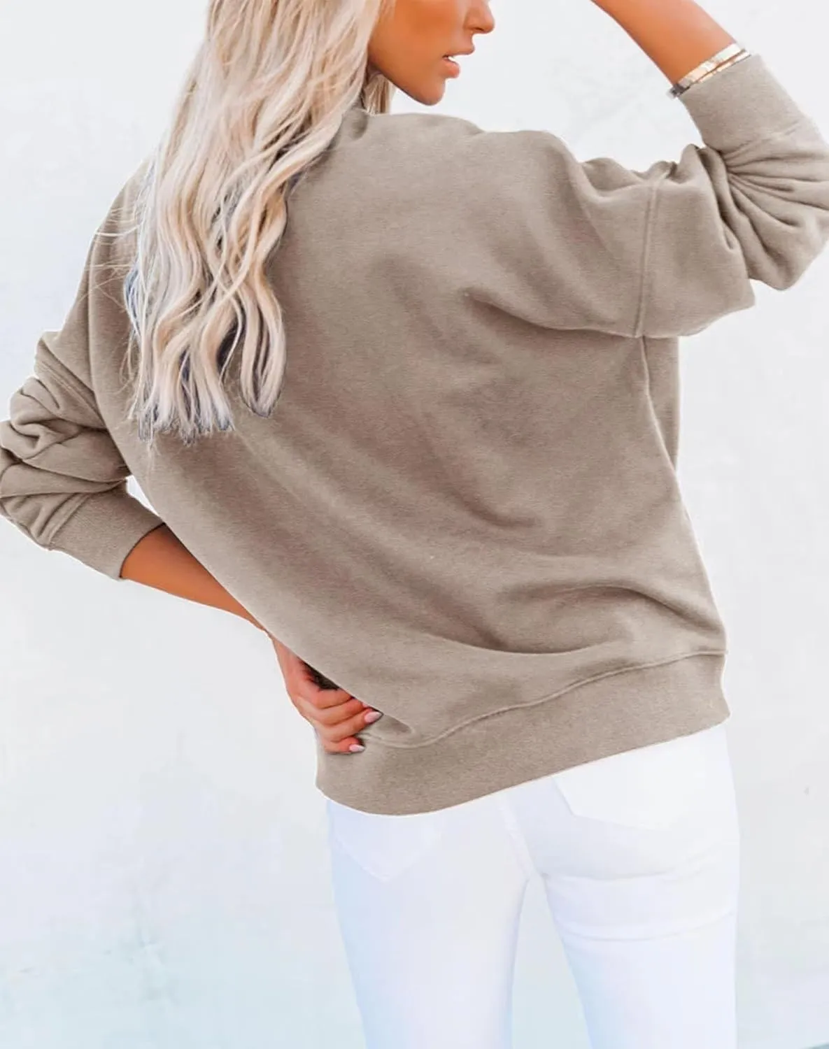 Minclouse Women's Casual Long sleeves Sweatshirt Tops Basic Loose Fit Mock Turtleneck Lightweight Tunic Pullover With Pocket