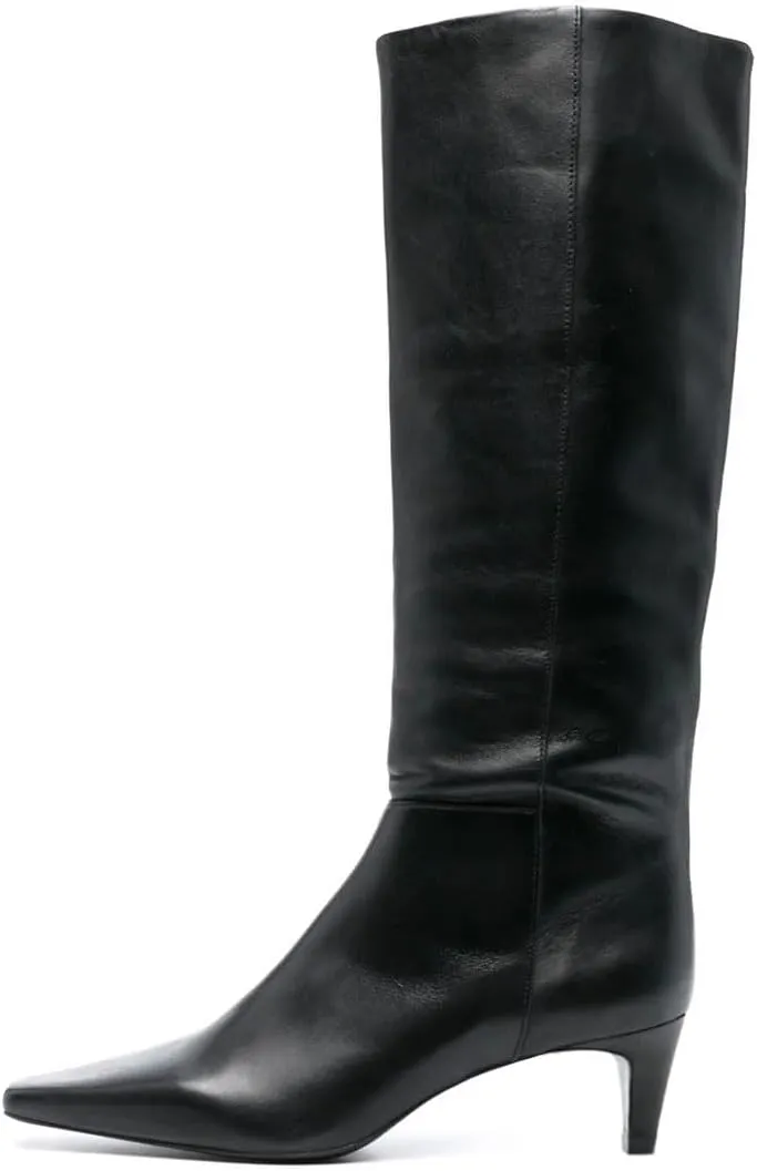 miss left Women Stretchy Knee High Boot Closed Square Toe Low Kitten Heel Winter Fall Tall Boots Party Dress Shoes Size 4-16 US