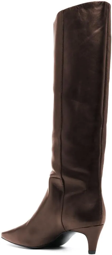 miss left Women Stretchy Knee High Boot Closed Square Toe Low Kitten Heel Winter Fall Tall Boots Party Dress Shoes Size 4-16 US