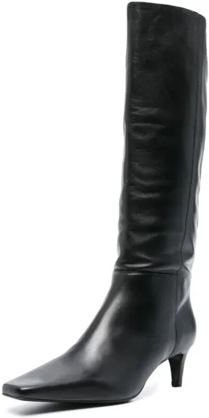 miss left Women Stretchy Knee High Boot Closed Square Toe Low Kitten Heel Winter Fall Tall Boots Party Dress Shoes Size 4-16 US