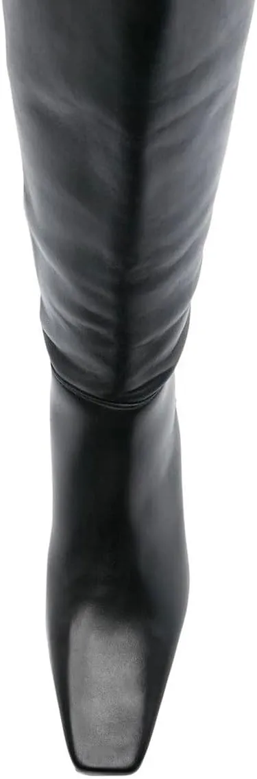 miss left Women Stretchy Knee High Boot Closed Square Toe Low Kitten Heel Winter Fall Tall Boots Party Dress Shoes Size 4-16 US