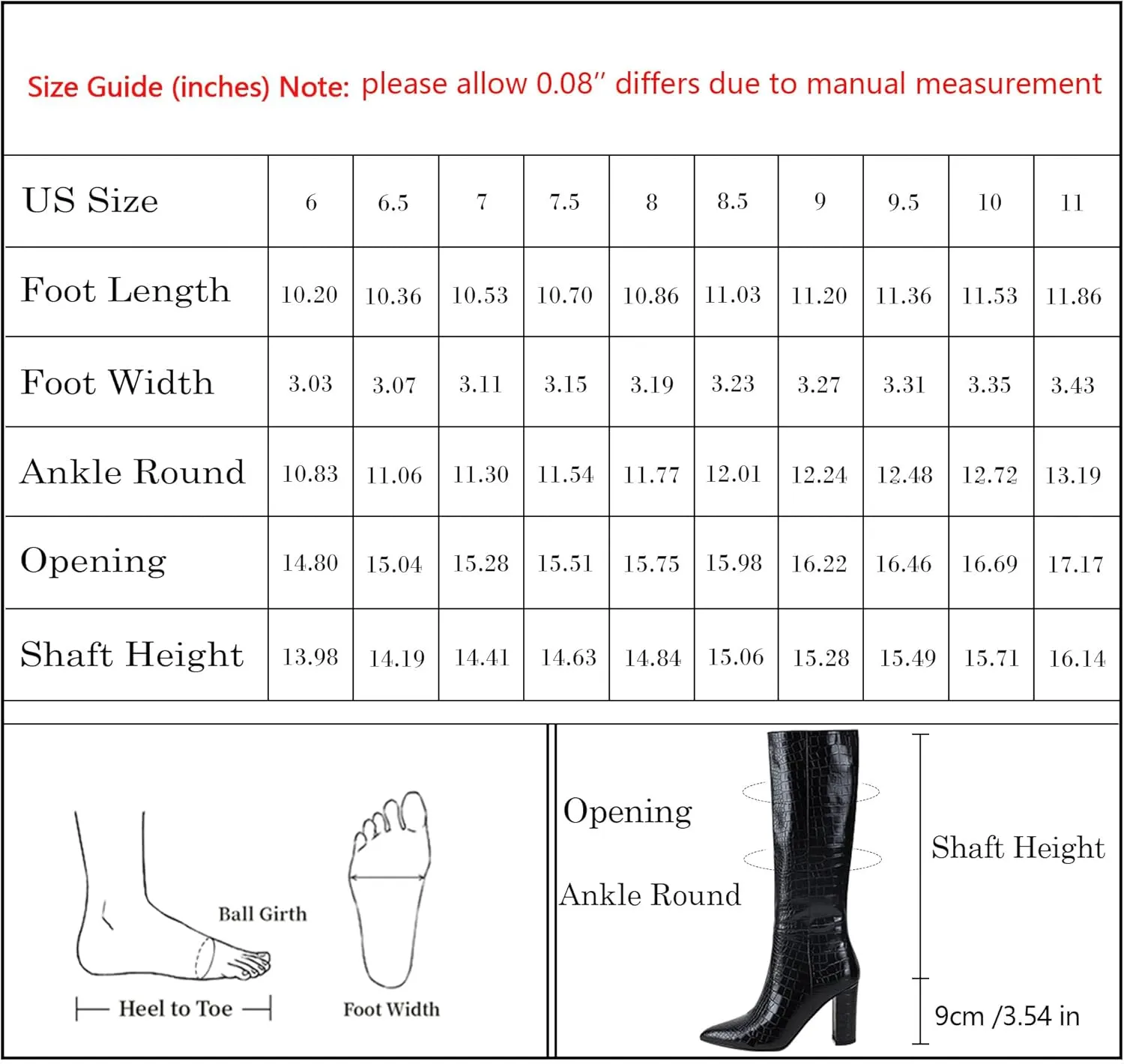 Modatope Knee High Women's Riding Boots - Tall, Long Calf High GoGo Chunky Faux Crocodile Boots - Block Heel Pointed Toe - Size 6-11