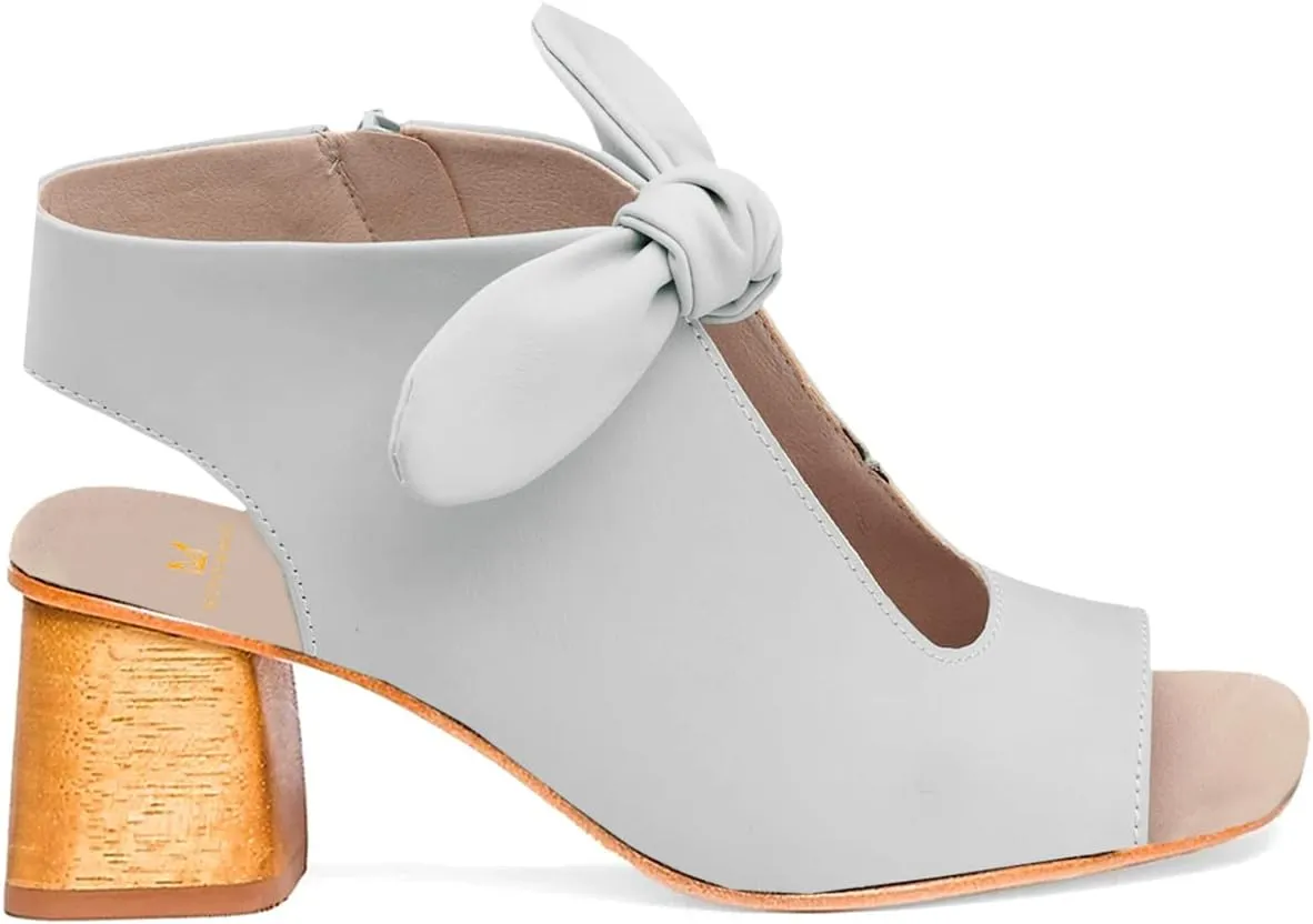 MOOMMO Women Heeled Sandals with Bow Open Toe Low Chunky Block Heel Sandal Booties Cutout 2" Heels Backless Slingback Dress Shoes Peep Toe Back Zipper Suede Sandal Dressy Summer Beach Casual 4-13 M US