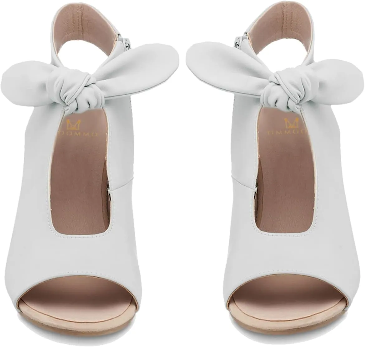 MOOMMO Women Heeled Sandals with Bow Open Toe Low Chunky Block Heel Sandal Booties Cutout 2" Heels Backless Slingback Dress Shoes Peep Toe Back Zipper Suede Sandal Dressy Summer Beach Casual 4-13 M US