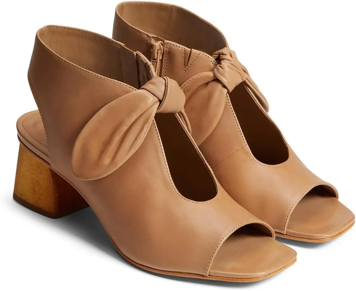 MOOMMO Women Heeled Sandals with Bow Open Toe Low Chunky Block Heel Sandal Booties Cutout 2" Heels Backless Slingback Dress Shoes Peep Toe Back Zipper Suede Sandal Dressy Summer Beach Casual 4-13 M US