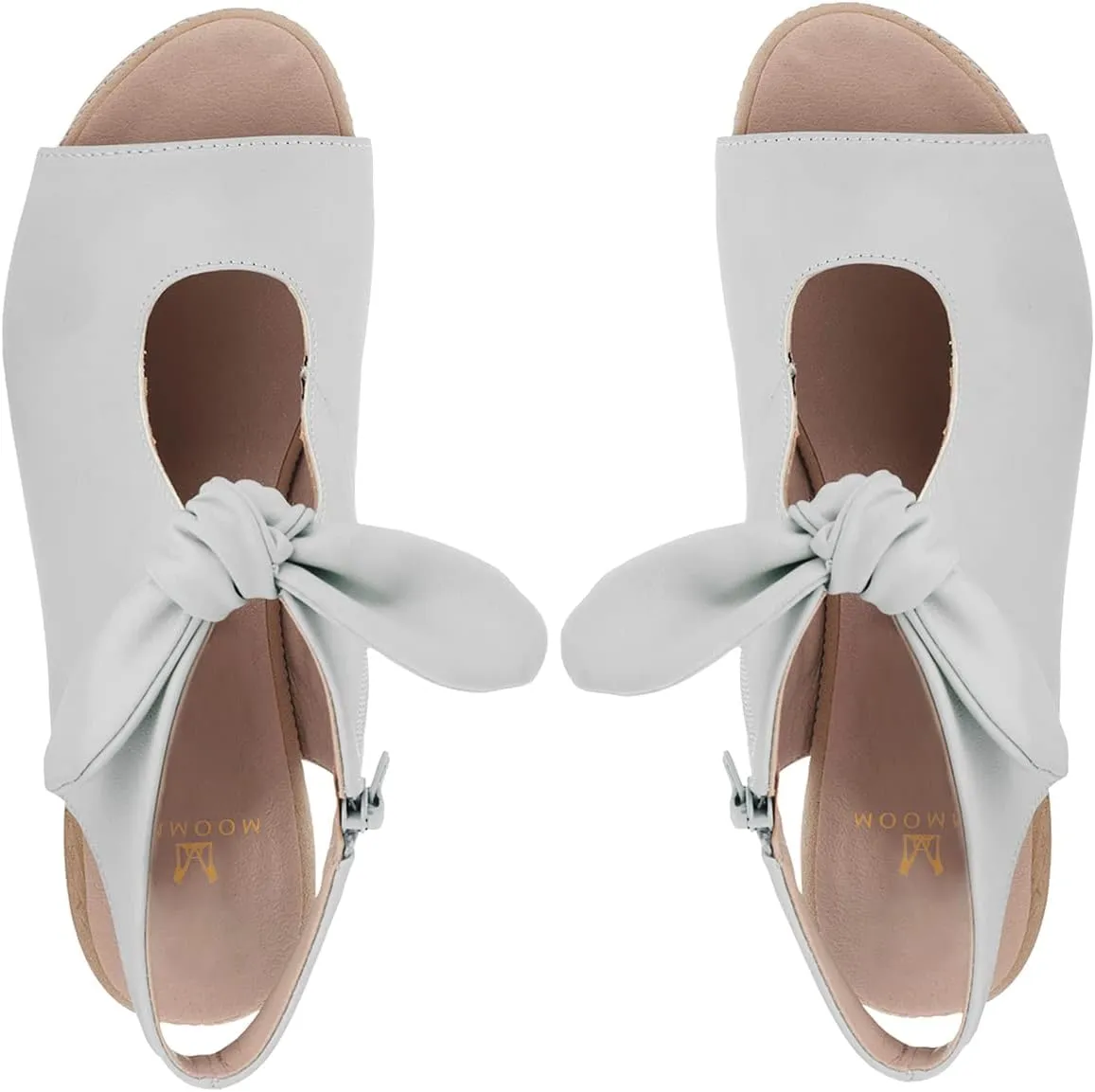 MOOMMO Women Heeled Sandals with Bow Open Toe Low Chunky Block Heel Sandal Booties Cutout 2" Heels Backless Slingback Dress Shoes Peep Toe Back Zipper Suede Sandal Dressy Summer Beach Casual 4-13 M US