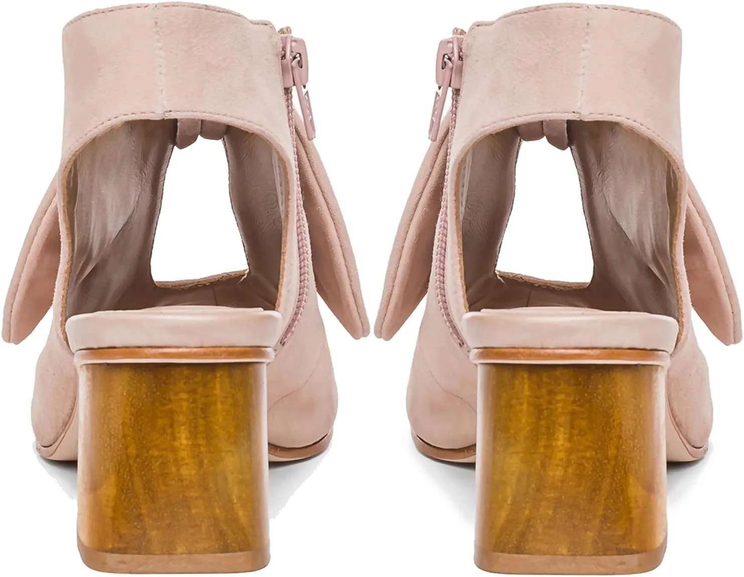 MOOMMO Women Heeled Sandals with Bow Open Toe Low Chunky Block Heel Sandal Booties Cutout 2" Heels Backless Slingback Dress Shoes Peep Toe Back Zipper Suede Sandal Dressy Summer Beach Casual 4-13 M US