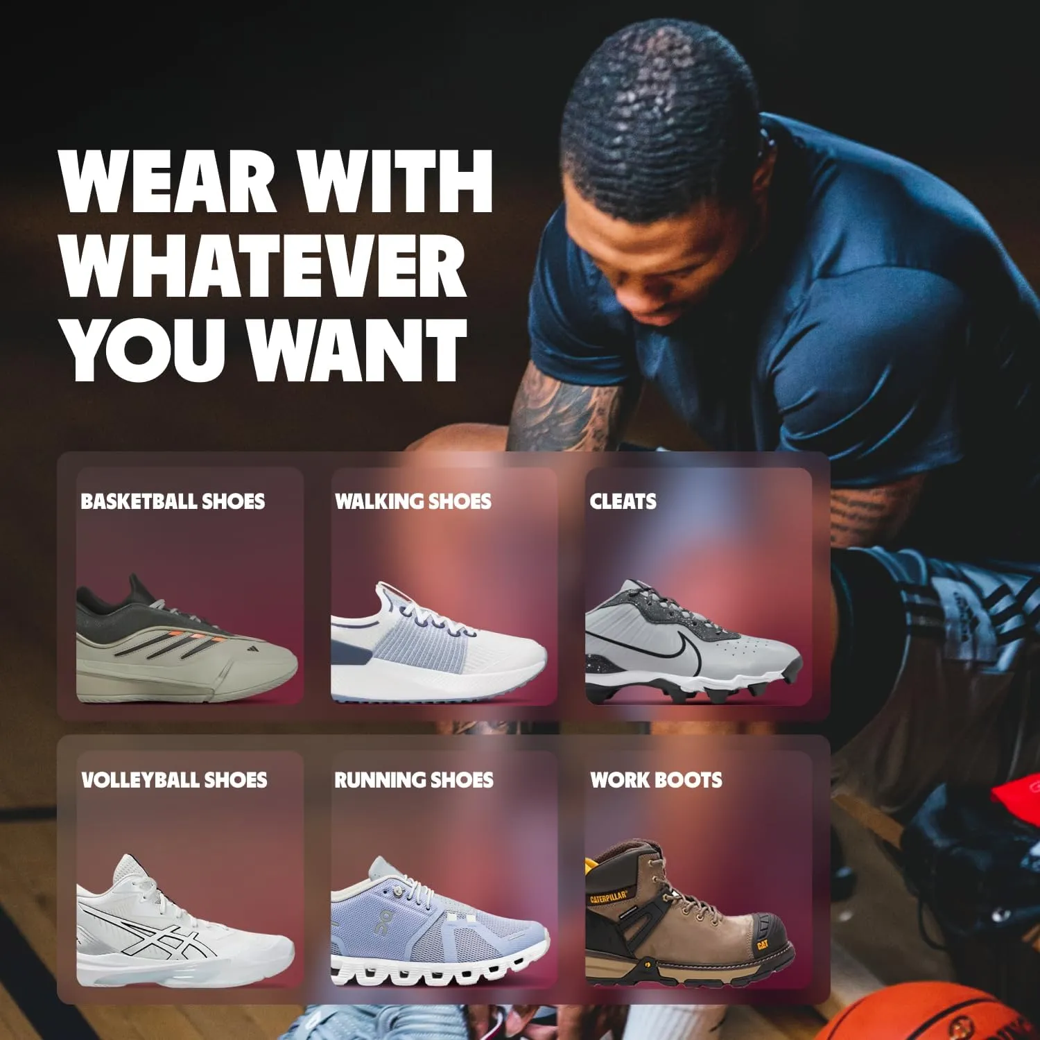 MOVE Baseline - All-Purpose Insoles - Sock Liner - Ultra Thin Shock Absorption - Maximum Freedom of Movement and Energy Return for Cleats, Shoes, Running, Basketball, Baseball (M6-6.5/WM7.5-8)