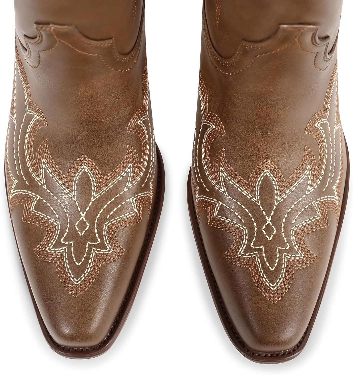 MUCCCUTE Cowboy Boots for Women Western Cowgirl Boots Knee High Pointed Toe Chunky Heels Embroidered Pull On Country Tall Boots