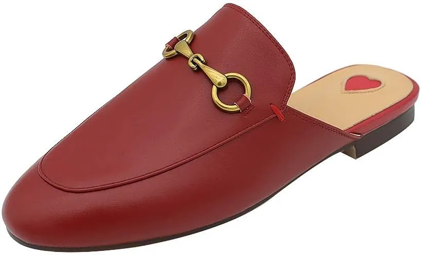 Mules for Women Genuine Leather Flat Low Heel Slip-on Loafer Slingback Slide Slippers
