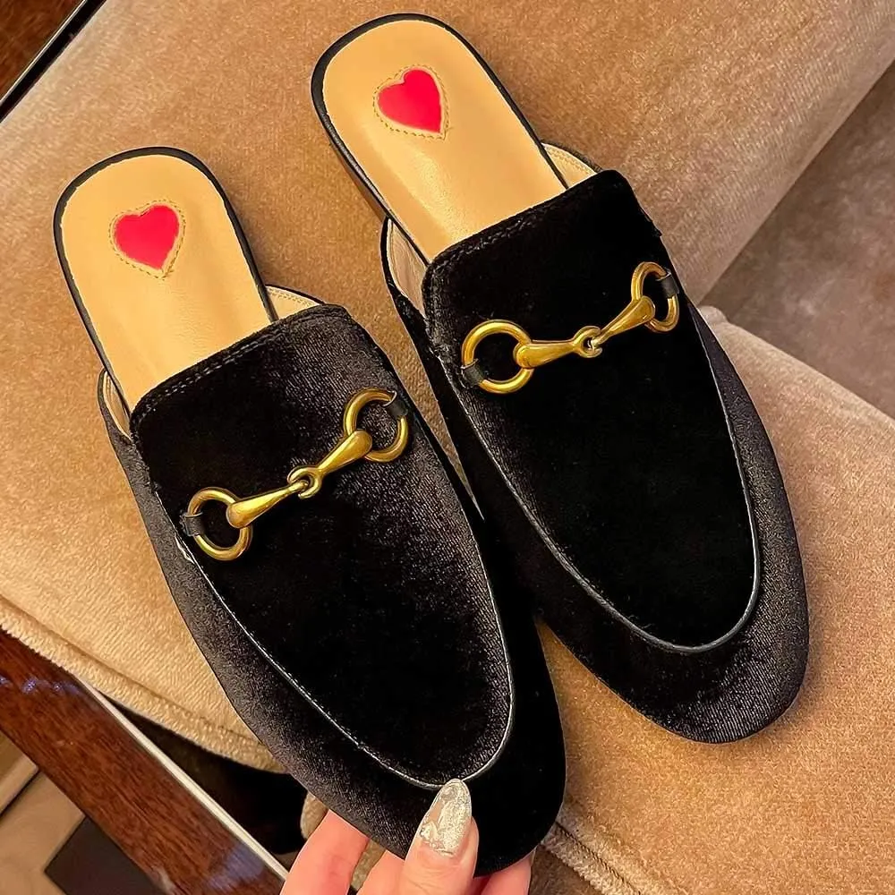 Mules for Women Genuine Leather Flat Low Heel Slip-on Loafer Slingback Slide Slippers