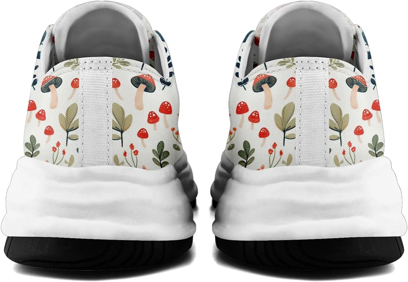 Mushroom Floral Canvas Sneakers for Women's Men's Low-Top Trendy Lace-Up Walking Casual Shoes Spring Summer Footwear