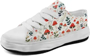 Mushroom Floral Canvas Sneakers for Women's Men's Low-Top Trendy Lace-Up Walking Casual Shoes Spring Summer Footwear