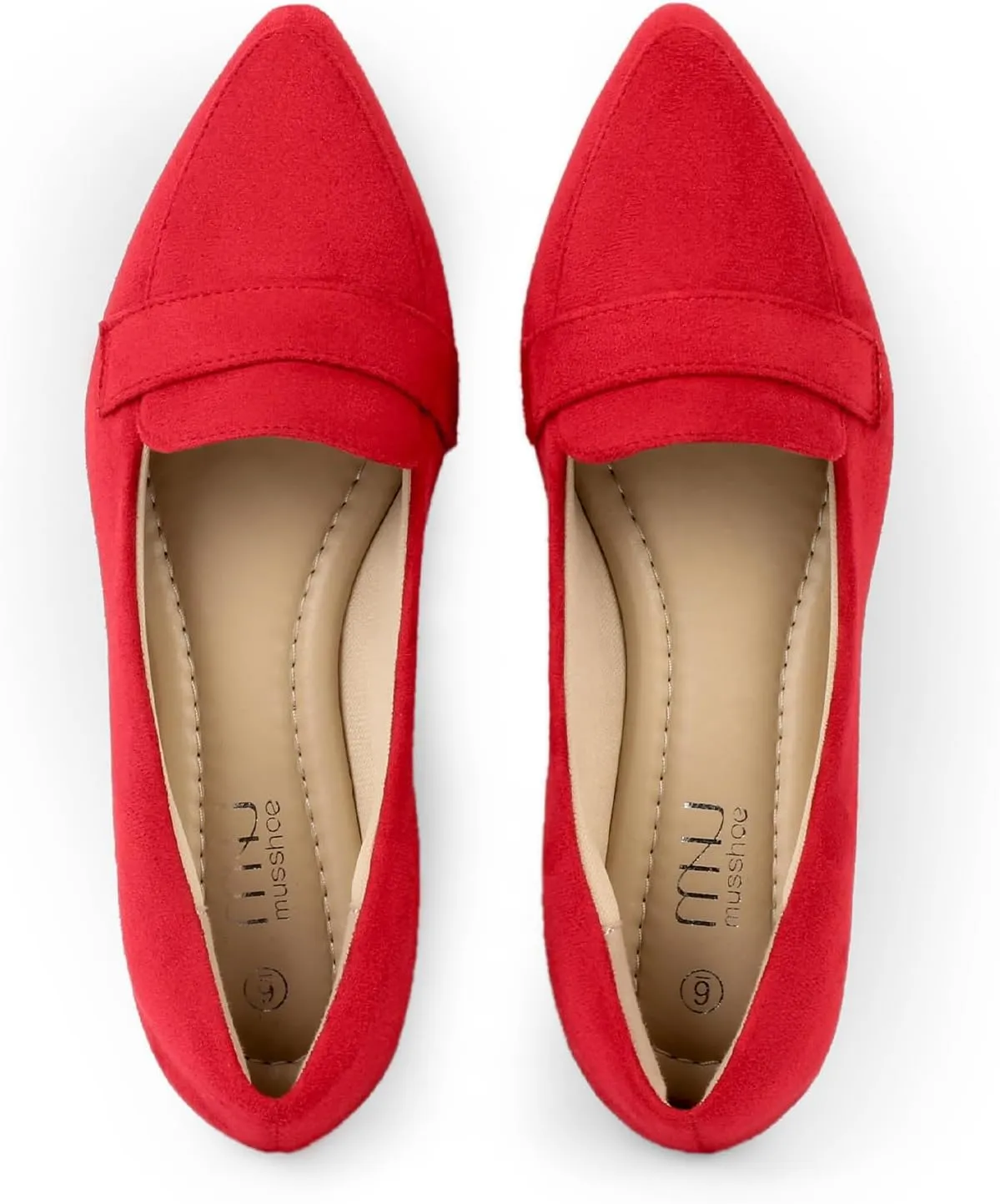 MUSSHOE Flats for Women Comfortable Pointed Toe Slip on Dressy Loafers for Women