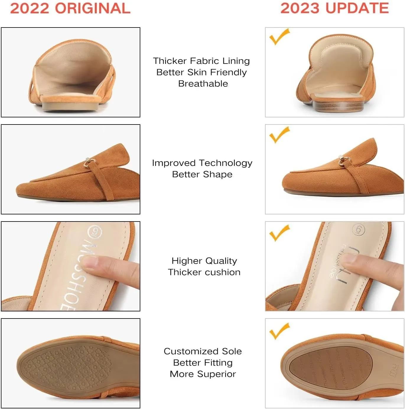 MUSSHOE Mules for Woman Buckle Flats Comfortable Slip on Women Mules Flats Shoes Backless Loafers