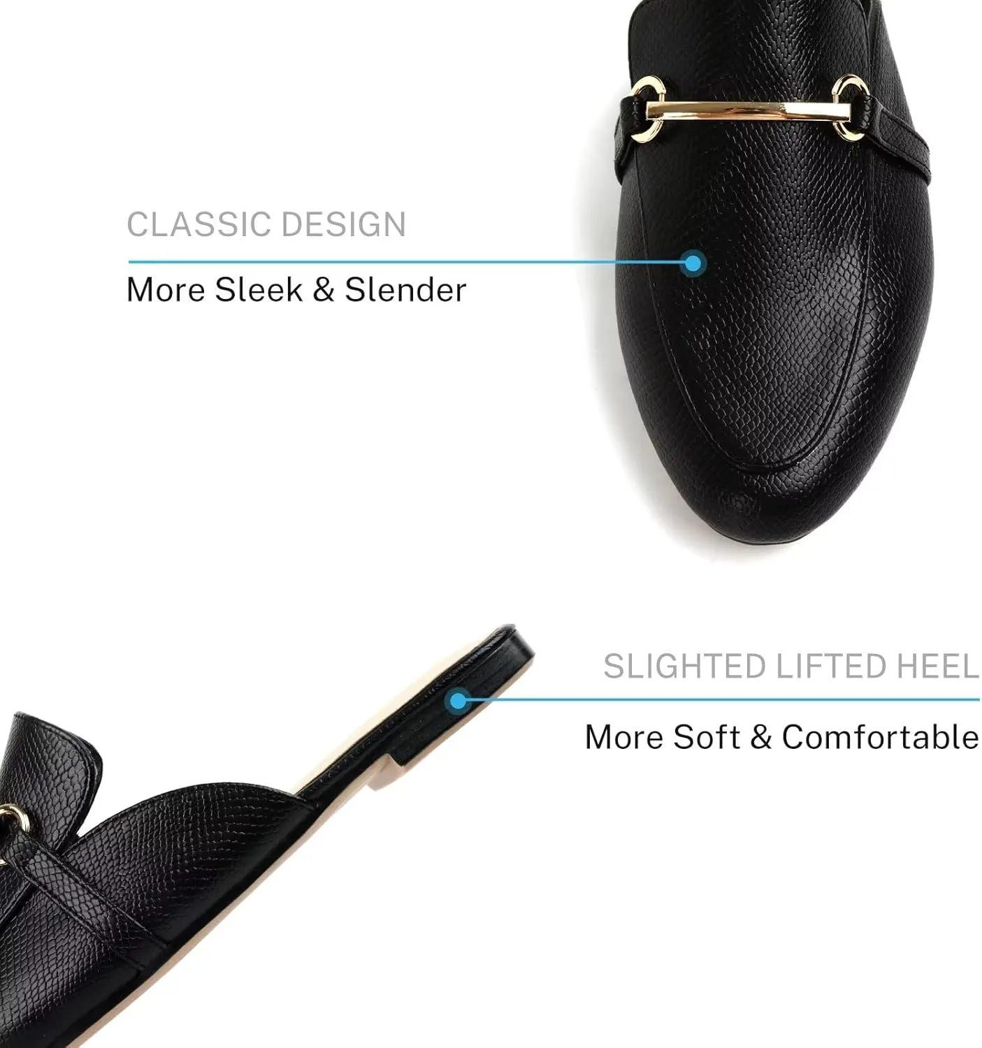 MUSSHOE Mules for Woman Buckle Flats Comfortable Slip on Women Mules Flats Shoes Backless Loafers