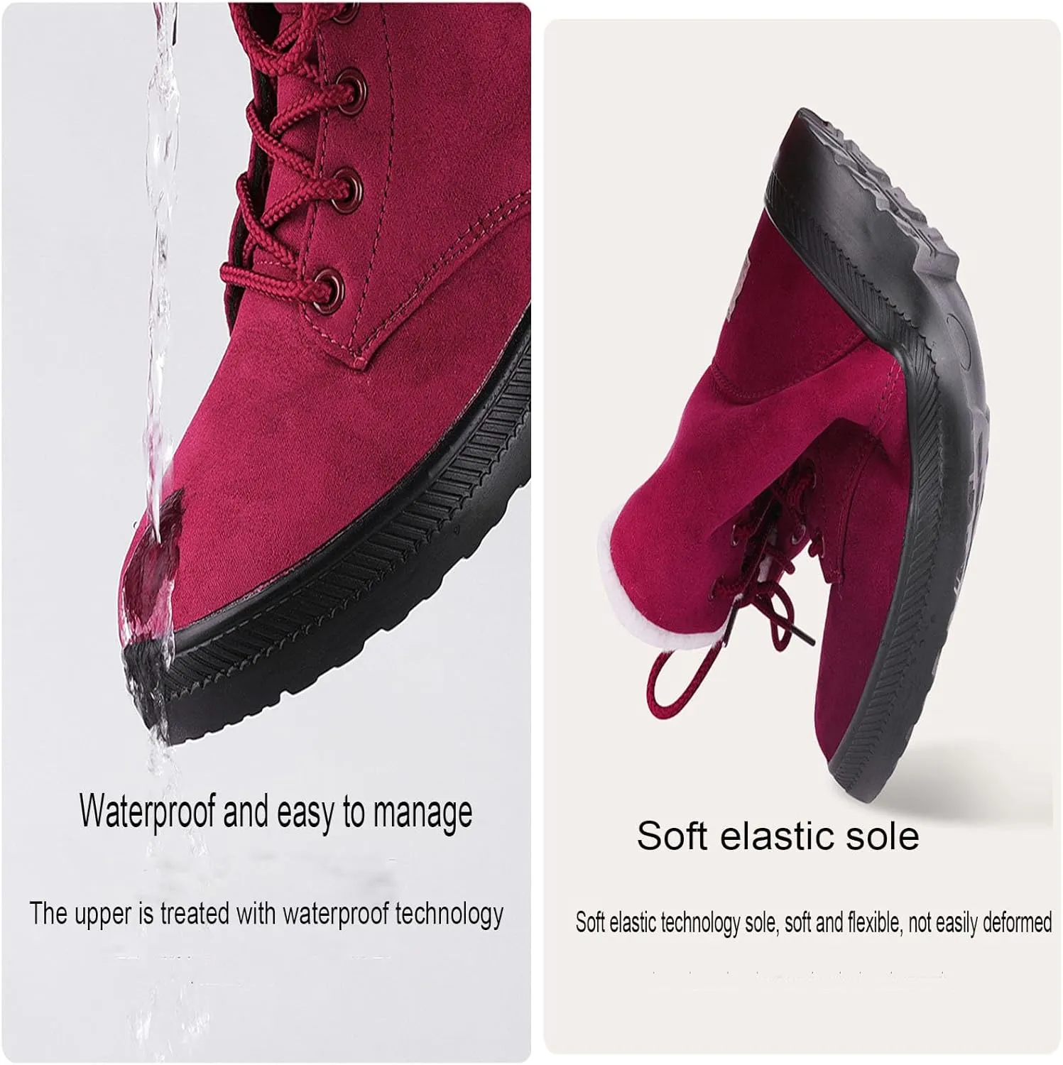 Myallfeet Women's Suede Warm Snow Boots Winter Comfortable Plush Wool Boots Outdoor Anti-Skid And Warm Cotton Boots