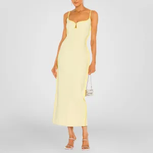 Neon Lining Beige Jersey Dress