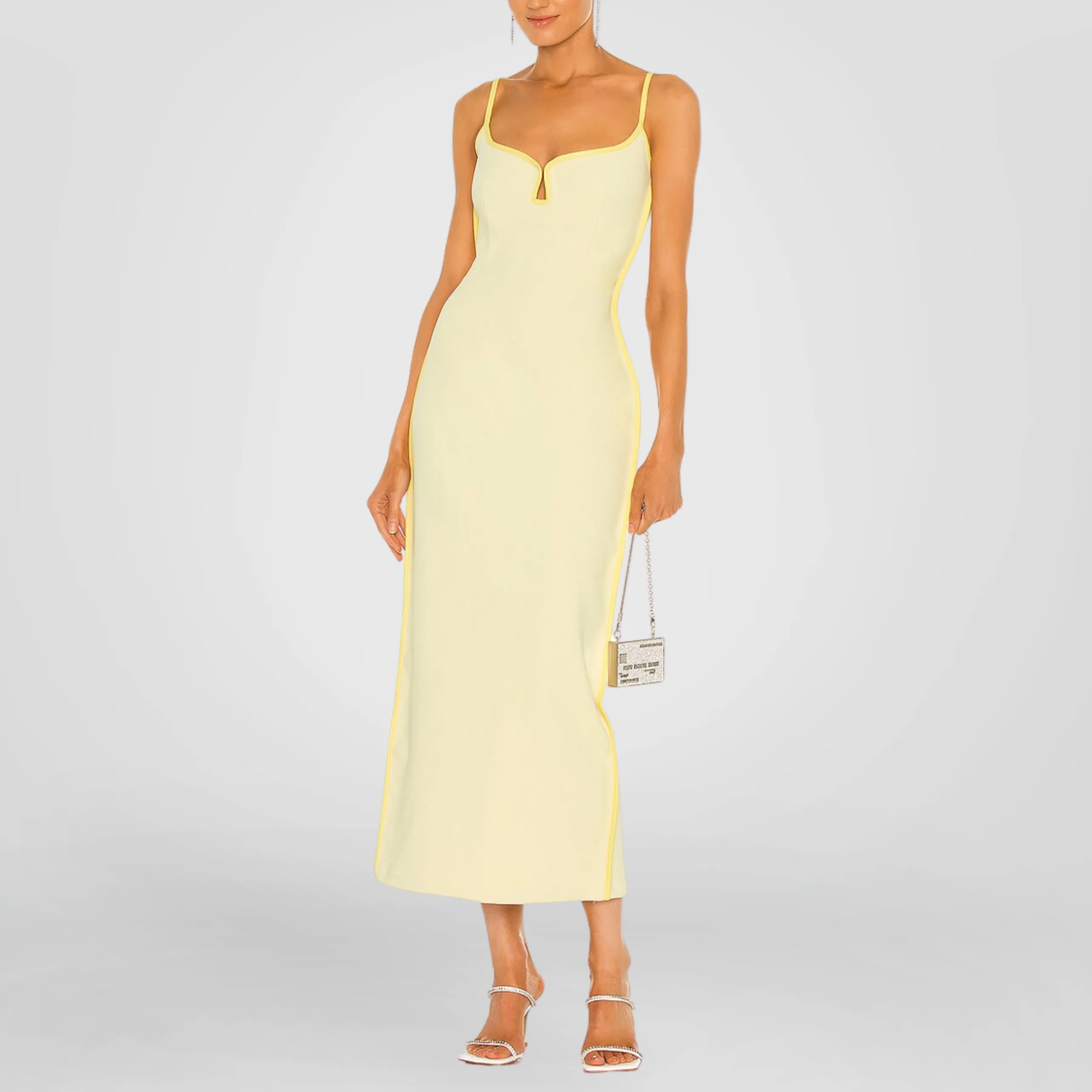 Neon Lining Beige Jersey Dress
