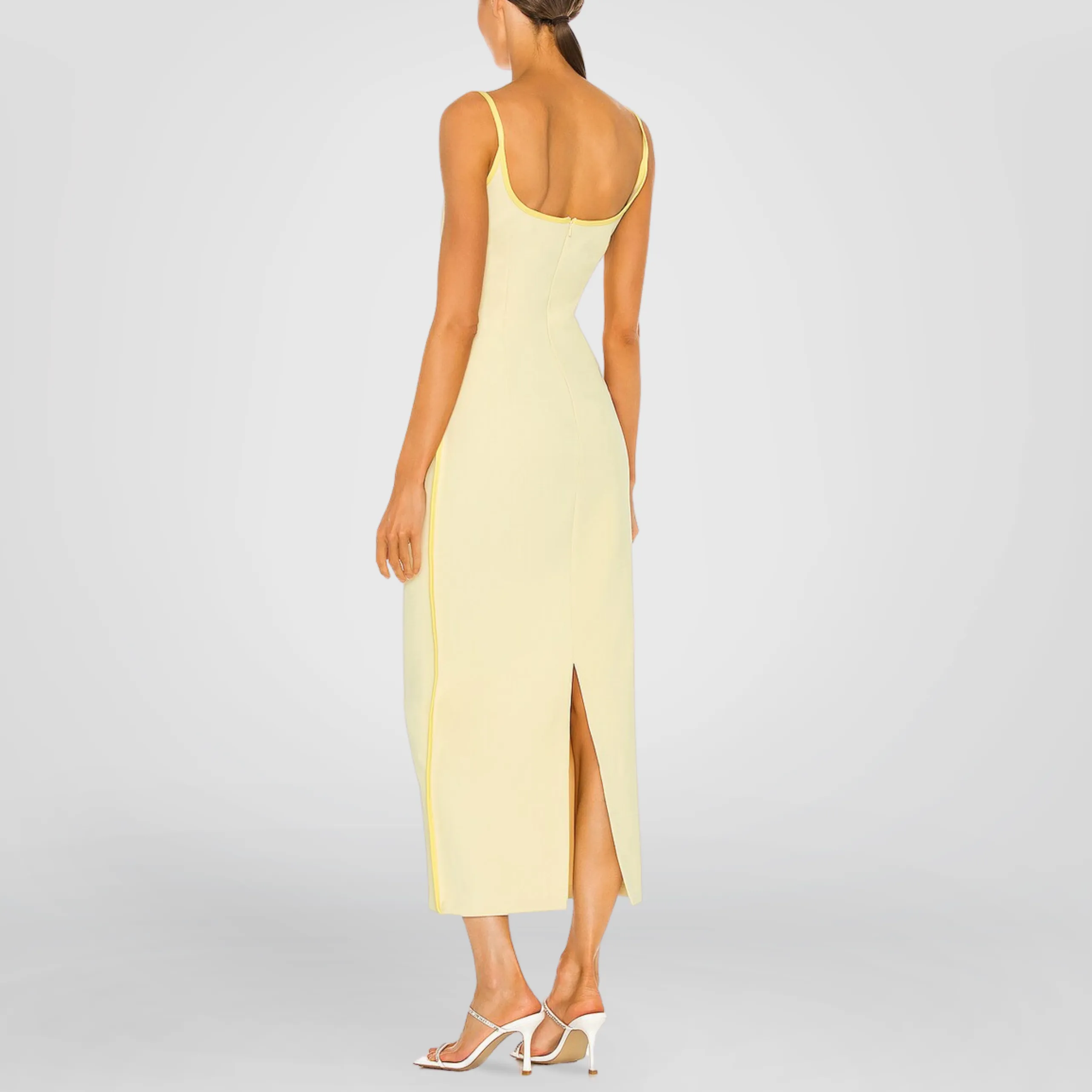 Neon Lining Beige Jersey Dress