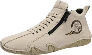 New Spring and Men's Leather Shoes Korean Fashion Zipper Short Boots Shoe Sneaker Crease Shield Men