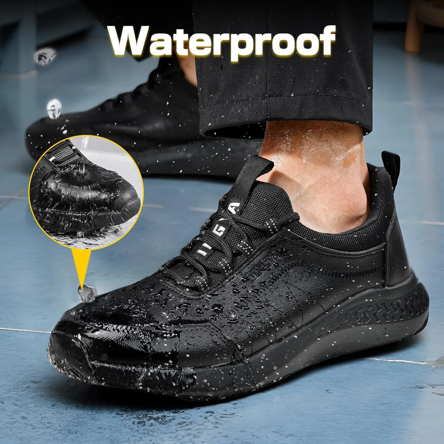 Non Slip Work Shoes for Men Women Breathable Mens Work Shoes Lightweight Water Resistant Walking Sneakers Chef Kitchen Slip Resistant Comfortable Restaurant Food Service Sneakers Casual