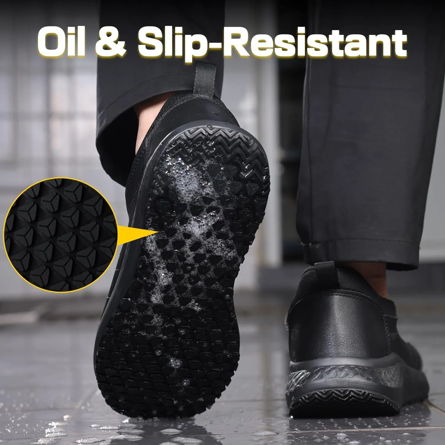 Non Slip Work Shoes for Men Women Breathable Mens Work Shoes Lightweight Water Resistant Walking Sneakers Chef Kitchen Slip Resistant Comfortable Restaurant Food Service Sneakers Casual
