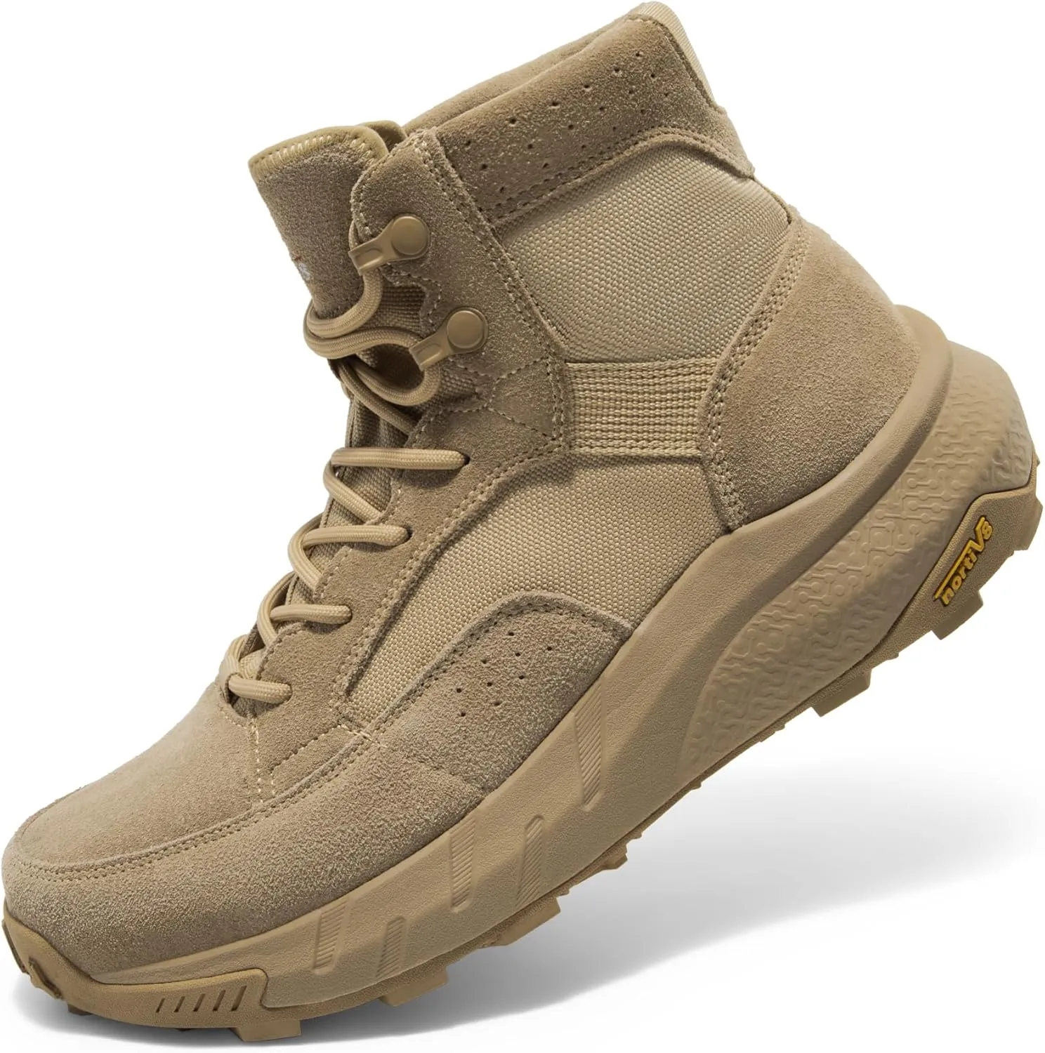 NORTIV 8 Men's Lightweight Leather Military Boots, Tactical Work Motorcycle Shoes, Combat Style for Outdoor, Hiking, Casual