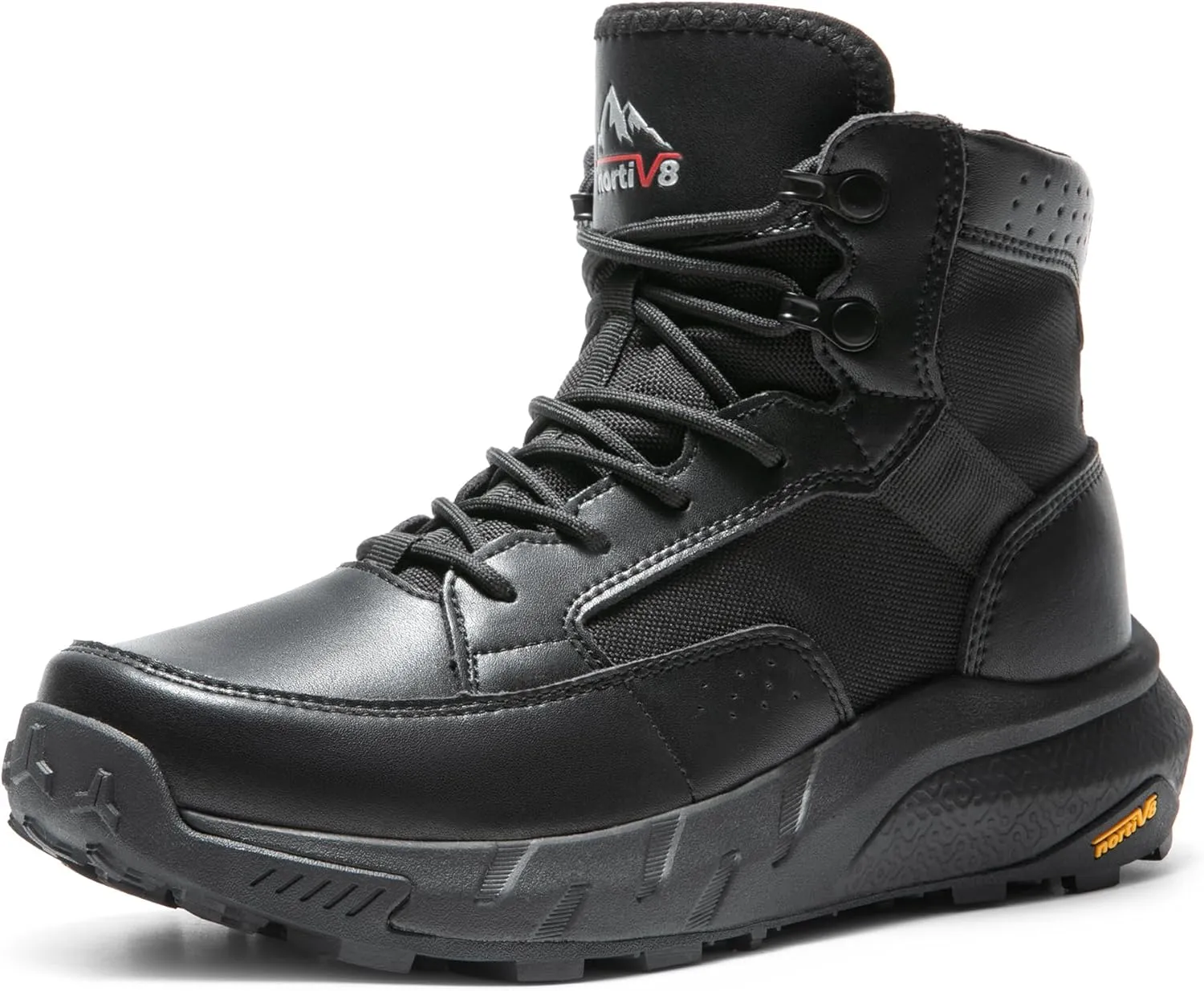 NORTIV 8 Men's Lightweight Leather Military Boots, Tactical Work Motorcycle Shoes, Combat Style for Outdoor, Hiking, Casual