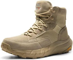NORTIV 8 Men's Lightweight Leather Military Boots, Tactical Work Motorcycle Shoes, Combat Style for Outdoor, Hiking, Casual