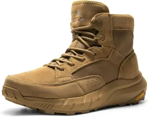 NORTIV 8 Men's Lightweight Leather Military Boots, Tactical Work Motorcycle Shoes, Combat Style for Outdoor, Hiking, Casual