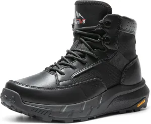 NORTIV 8 Men's Lightweight Leather Military Boots, Tactical Work Motorcycle Shoes, Combat Style for Outdoor, Hiking, Casual