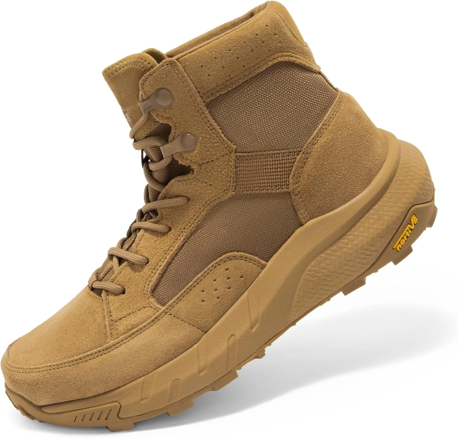 NORTIV 8 Men's Lightweight Leather Military Boots, Tactical Work Motorcycle Shoes, Combat Style for Outdoor, Hiking, Casual