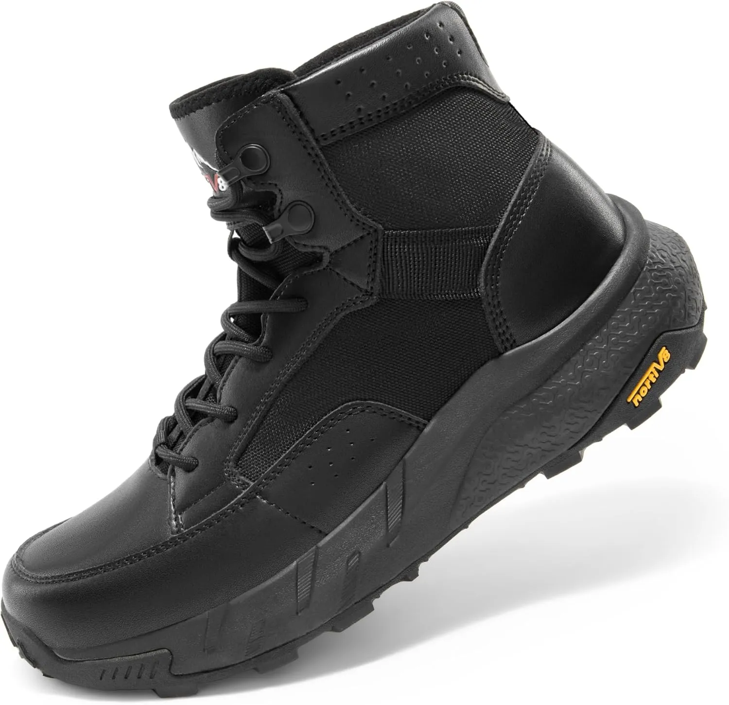 NORTIV 8 Men's Lightweight Leather Military Boots, Tactical Work Motorcycle Shoes, Combat Style for Outdoor, Hiking, Casual
