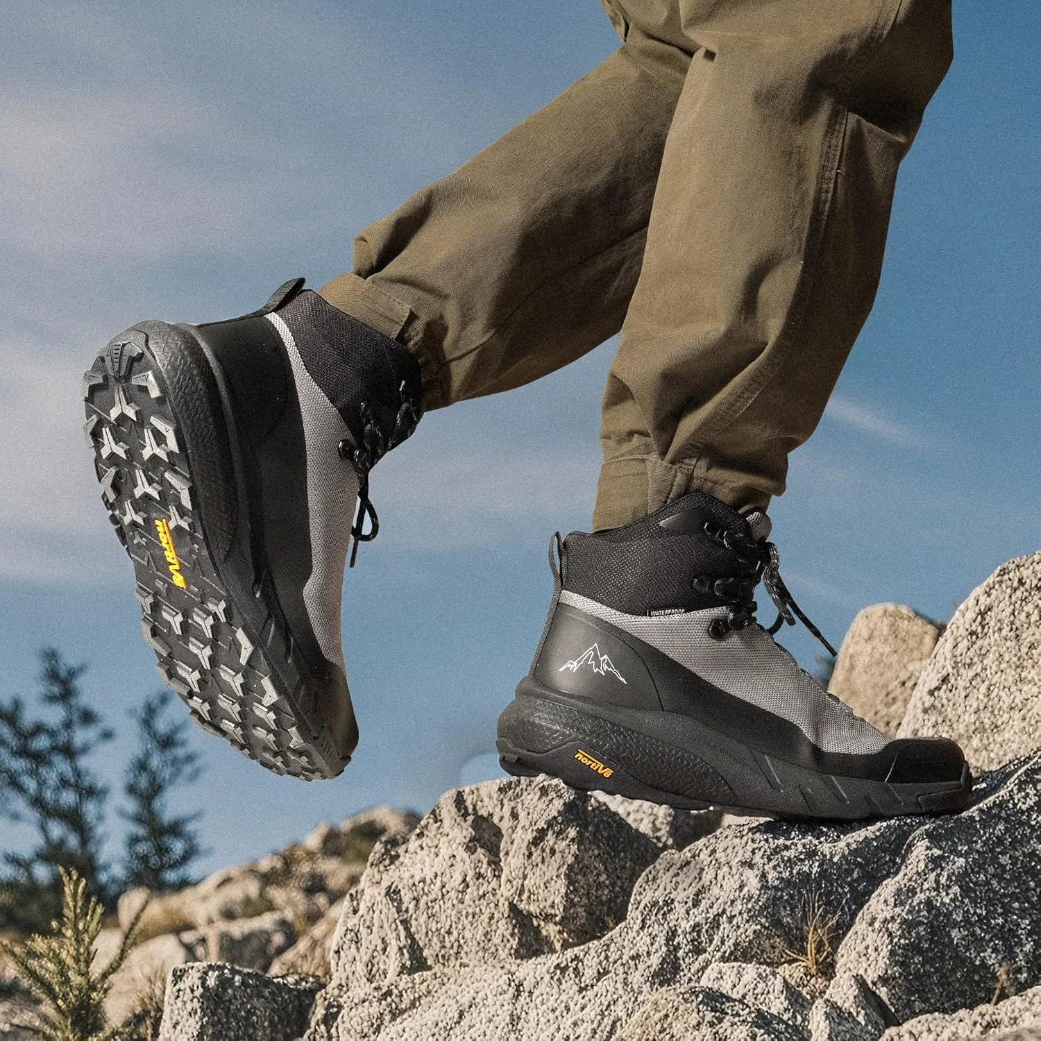 NORTIV 8 Men's Mid Waterproof Hiking Boots Outdoor Lightweight Breathable Trekking Camping Mountaineering Shoes HydroTrek