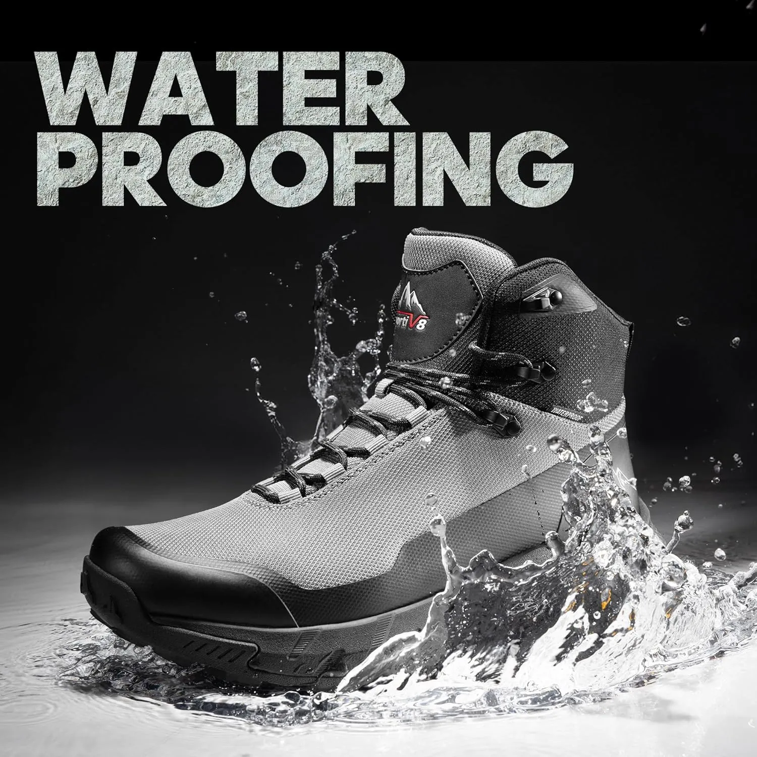 NORTIV 8 Men's Mid Waterproof Hiking Boots Outdoor Lightweight Breathable Trekking Camping Mountaineering Shoes HydroTrek
