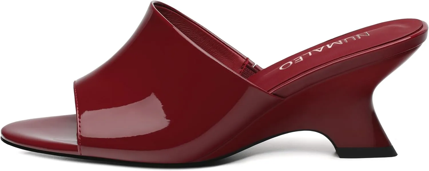 NUMALEO Women's Comfortable Low Kitten Heels Sandals, Slip-On Open Peep Toe Wedge Slide Mules, Summer Dress Shoes for Party, Homecoming, Daily Wear