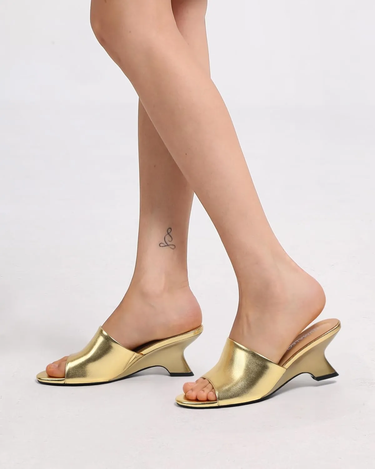 NUMALEO Women's Comfortable Low Kitten Heels Sandals, Slip-On Open Peep Toe Wedge Slide Mules, Summer Dress Shoes for Party, Homecoming, Daily Wear
