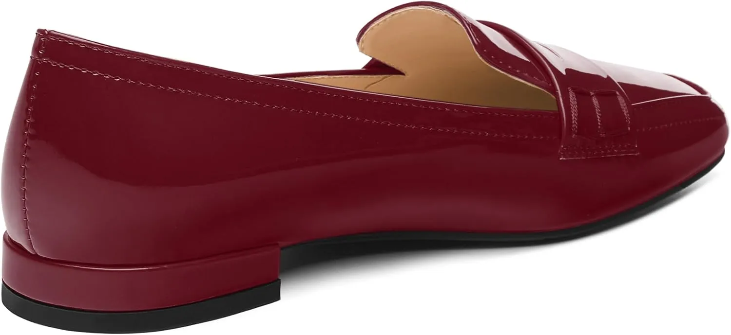 NUMALEO Women's Loafers Penny Loafers Fashion Comfortable Slip On Flats for Women Low Heel Chunky Pumps Patent Heels Work Office Dressy Shoes