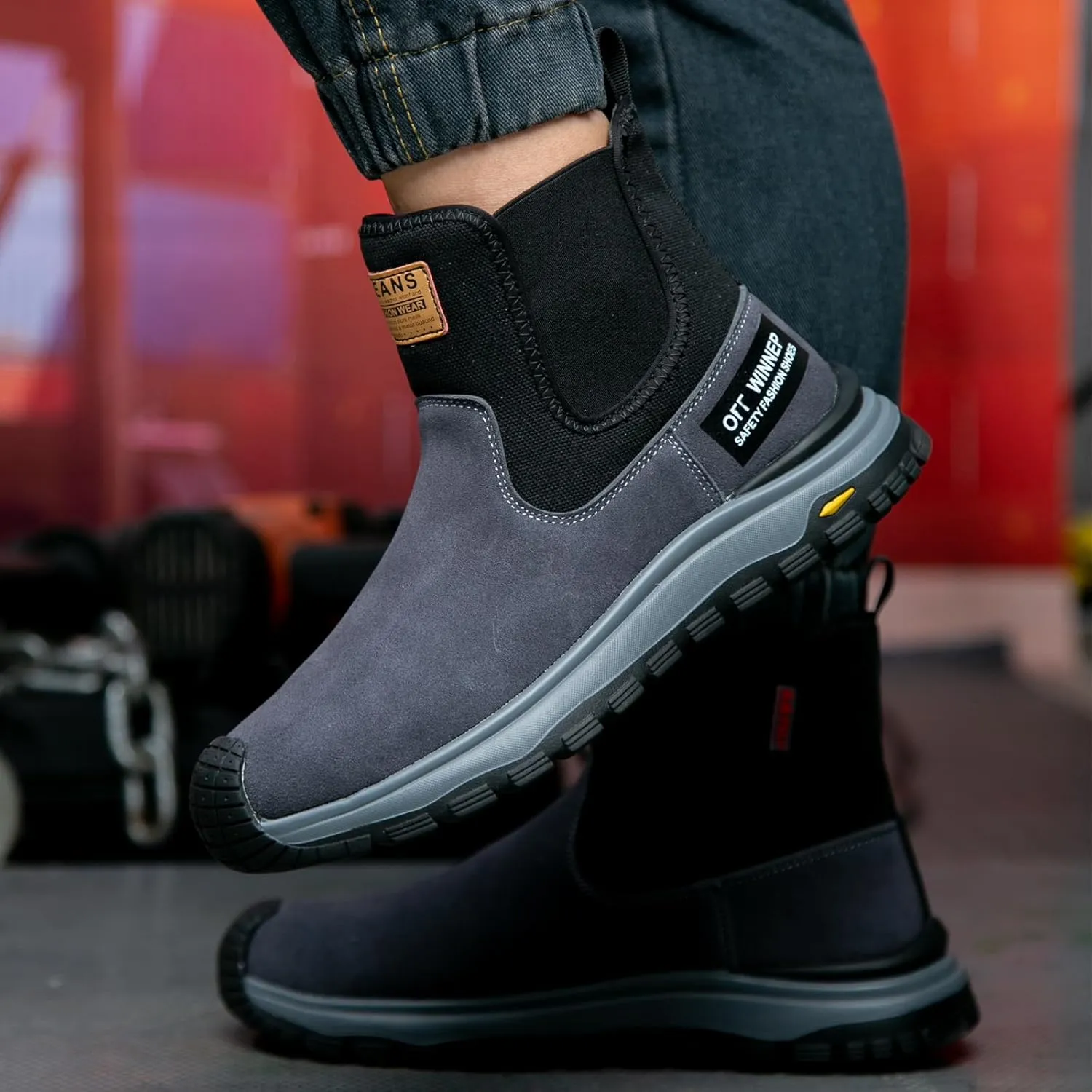Nutropa Welding Work Boots for Men Composite Toe Safety Boots Non Slip Steel Toe Work Shoes Lightweight Construction Welder Boots