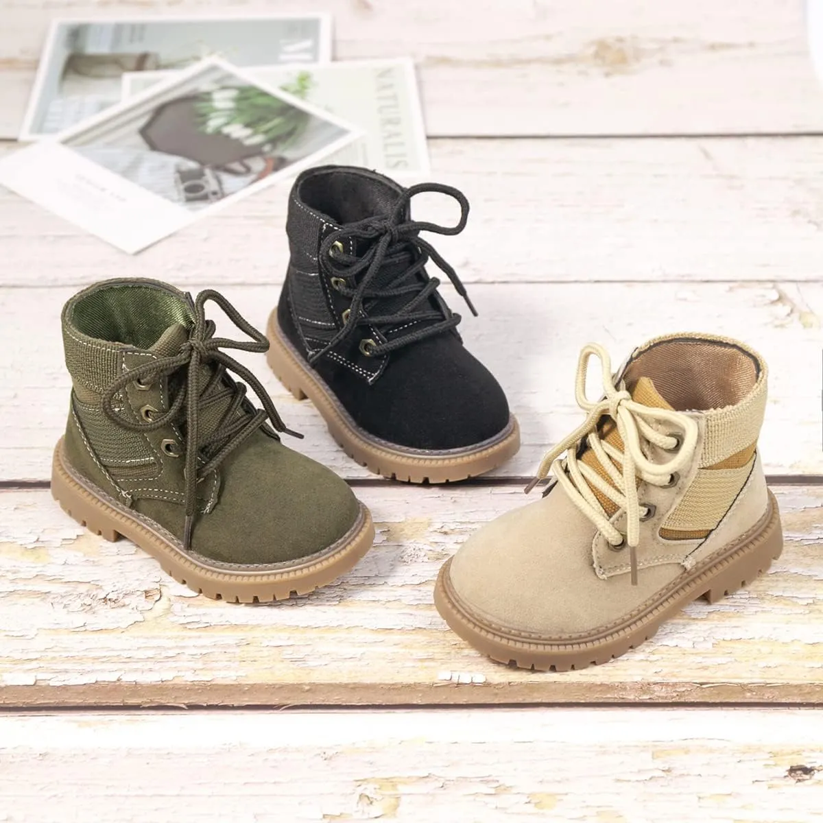 Oamico Toddler Boys Girls Hiking Boots Little Kid Work Boots Outdoor Non Slip Lace Up Winter Snow Ankle Boots