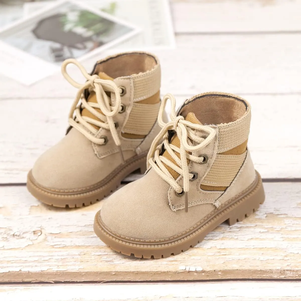 Oamico Toddler Boys Girls Hiking Boots Little Kid Work Boots Outdoor Non Slip Lace Up Winter Snow Ankle Boots