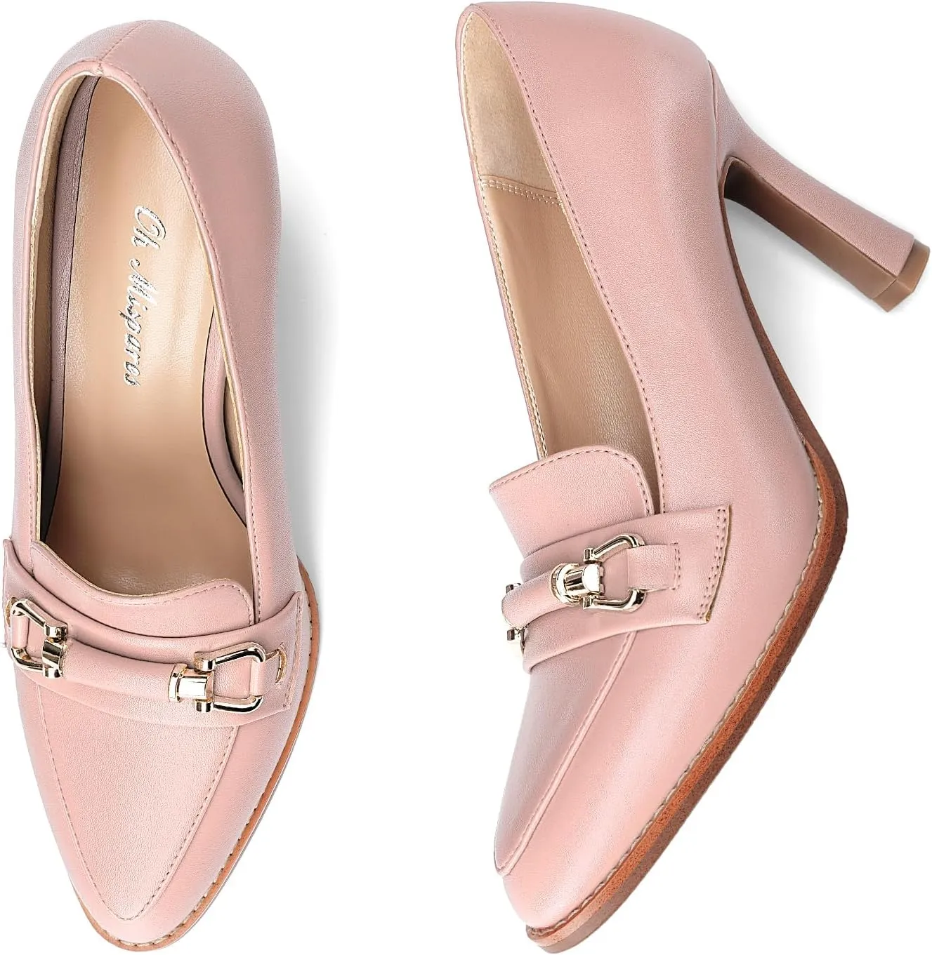 Oh Mispares Women’s Stiletto High Heel Pumps Pointed Toe Slip-on Loafers Shoes for Office Work Casual Daily Life Party 3.5 Inches Heels