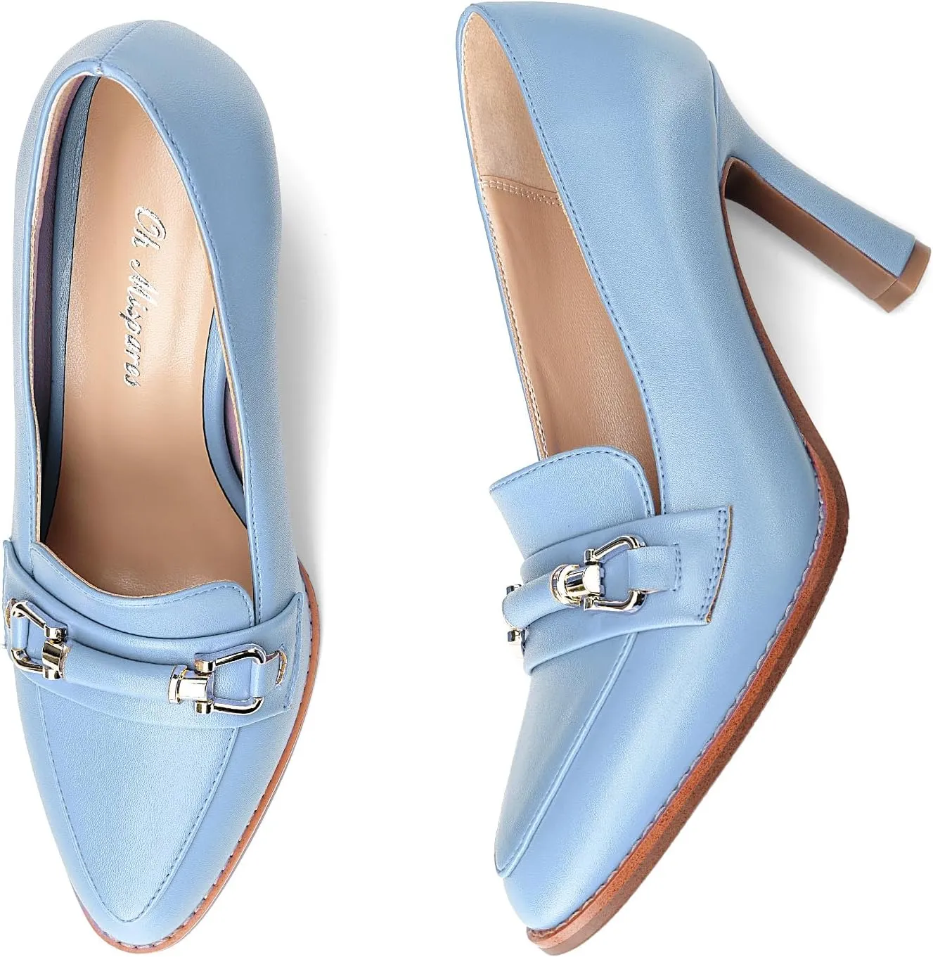 Oh Mispares Women’s Stiletto High Heel Pumps Pointed Toe Slip-on Loafers Shoes for Office Work Casual Daily Life Party 3.5 Inches Heels