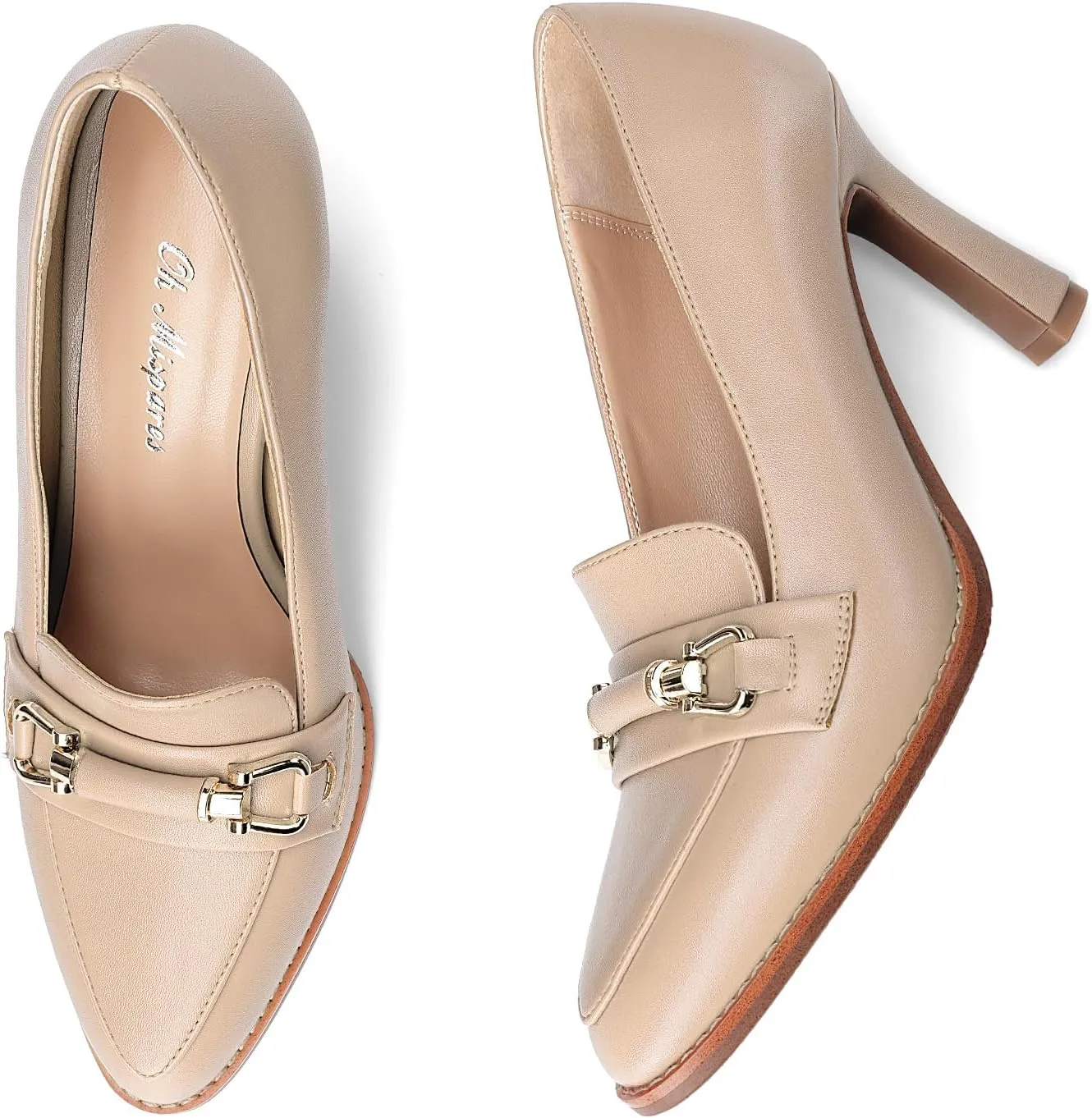 Oh Mispares Women’s Stiletto High Heel Pumps Pointed Toe Slip-on Loafers Shoes for Office Work Casual Daily Life Party 3.5 Inches Heels