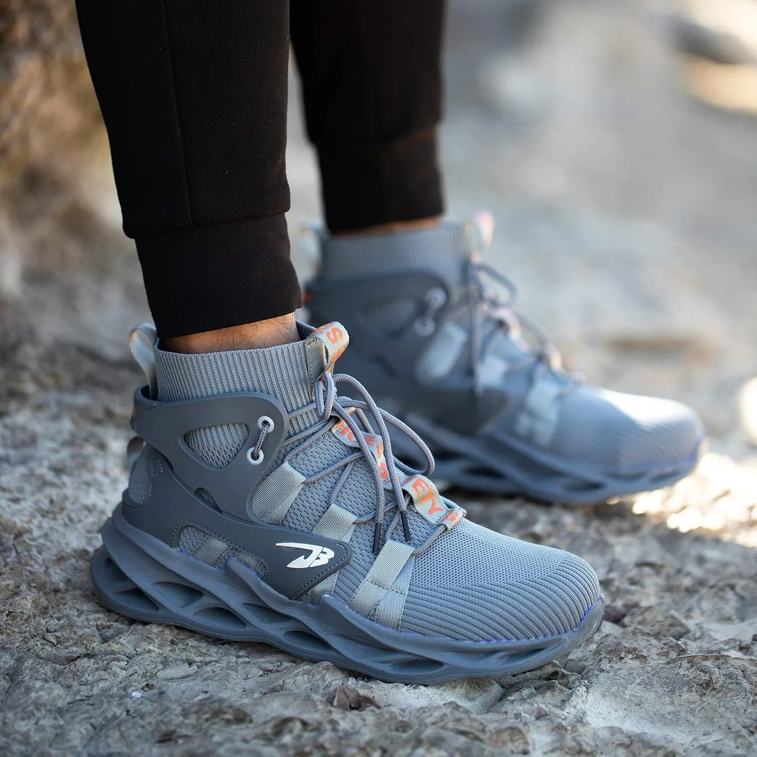 ORISTACO Work Safety Steel Toe Boots, Lightweight Breathable Industrial Construction Boots