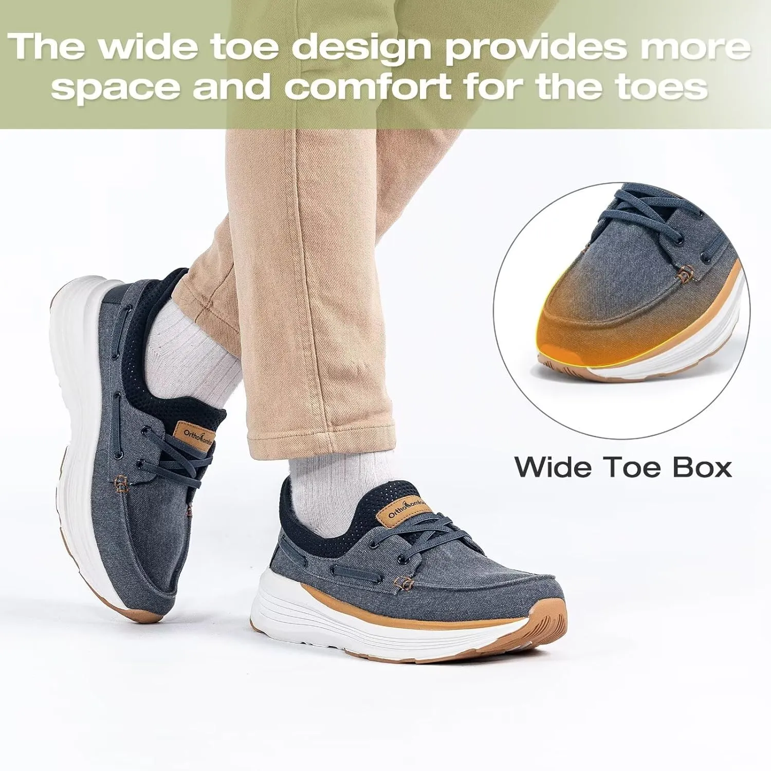 OrthoComfoot Men's Orthopedic Slip On Loafers: Comfortable Arch Support Loafers for Plantar Fasciitis, Orthotic Flat Feet Casual Walking Shoes for Foot and Heel Pain Relief